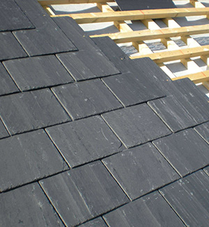 Part way through a slate roof in Northampton